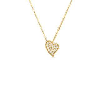 18K YELLOW GOLD PRINCESS SMALL DIAMOND SLANTED HEART NECKLACE